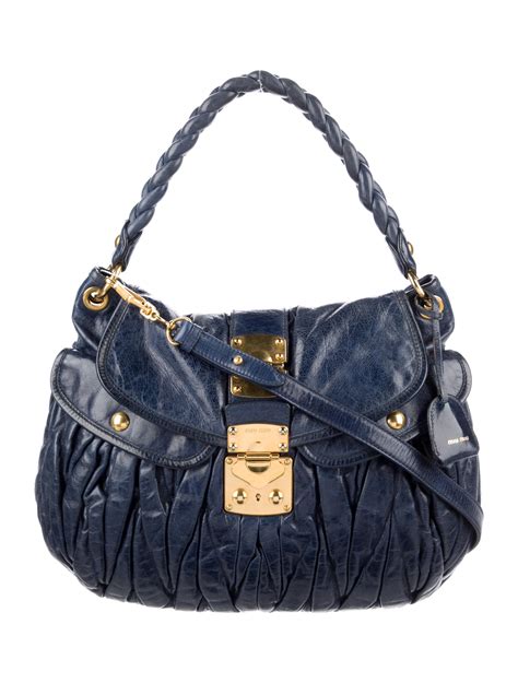 miu miu shoulder bag blue|Women's Leather Shoulder Bags .